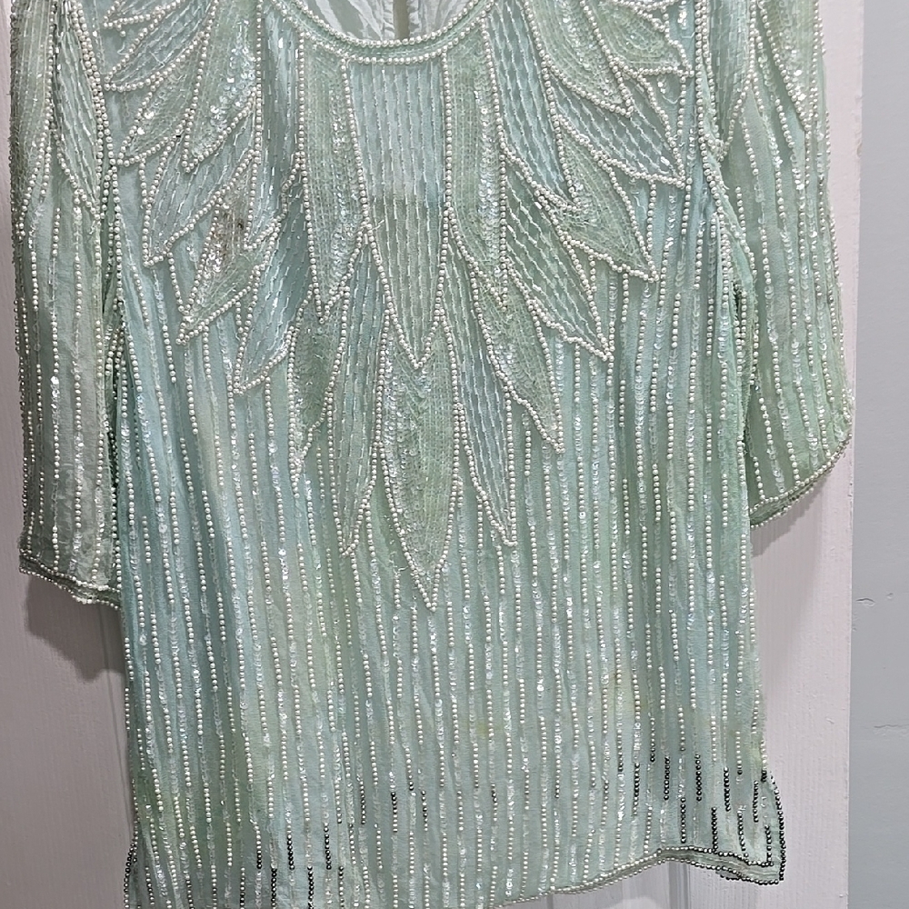 Mark and John Vintage Beaded 2pc Set in Light Green Size L - Picture 3 of 14